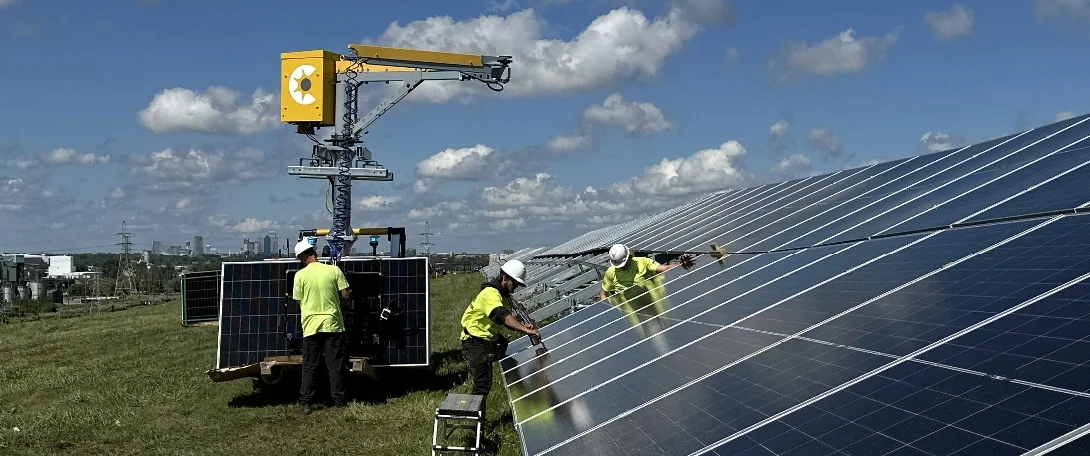 CrewMate in the field with 3 workers assessing solar panels